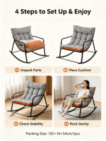 Nouveau design, canapé surdimensionné, fauteuil inclinable à bascule, double structure en acier inoxydable, fauteuil confortable et moelleux pour une utilisation en intérieur