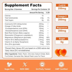 Oem קואנזים q10 תוספת 250 מ "ג coq10 מומיות עם אומגה 3, מגנזיום, ויטמין <span class=keywords><strong>b12</strong></span> לאנרגיה תאית, ספיגת מוח - Product Image 2