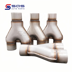 Pipa Knalpot Universal SQS OEM/ODM T409 Baja Tahan Karat Bentuk Y <span class=keywords><strong>2</strong></span>.5" Pipa Knalpot Las Ganda Konektor Adaptor Knalpot - Product Image 1