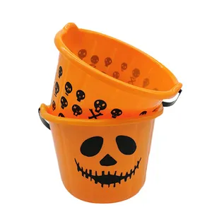 Halloween Props Pumpkin Straight Bucket,Thickened Portable Candy Bucket,Basket,Pumpkin Bucket