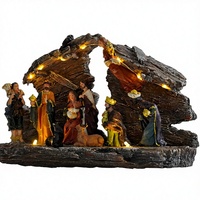 Polyresin Weihnachtskrippe LED-Figuren Weihnachtsszene Kunstharz-Dekoration Warmweißes Licht Innenraum Feiertagsdekoration