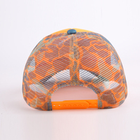 Gorro de camionero de malla con visera precurvada de 5 paneles personalizado, parches bordados con logotipo, gorras de camionero de espuma de camuflaje