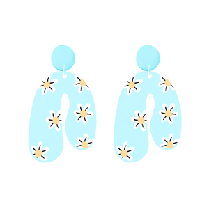 Boucles d'oreilles pendantes florales en résine acrylique bleue, bijoux fantaisie pour femme, accessoire de mode pour soirée - Product Image 2