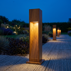 Lampadaire décoratif en bois grainé IP65 AC LED pour jardin, pelouse, aménagement paysager, patio, colonne, lanterne - Product Image 3