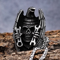 Collar con colgante de acero inoxidable para hombre y niño, con llave de calavera de águila, para motociclista, Rock Roll, listo para enviar