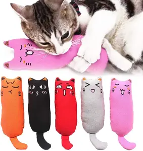Gaya baru Catnip bentuk jempol emotikon boneka sosis Nibble pita katun dekoratif ekor kucing mainan kunyah mewah