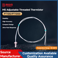 Sistema ajustable plateado M5 de 3 cables 26AWG Cable de alta temperatura PT100/PT1000 Termistor RTD Sensor de temperatura ODM