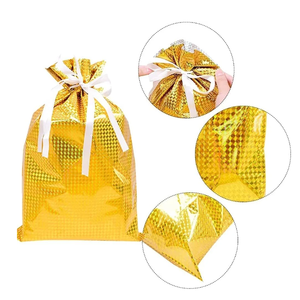 Sacs d'emballage en feuille <span class=keywords><strong>de</strong></span> Noël Joyeux Noël Cadeau Sacs en plastique Sacs à cordon pour emballage - Product Image 2
