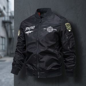 Traje unisex holgado de trabajo estilo americano, a la moda, para motociclista, informal, cortavientos, bordado, de poliéster/algodón, teñido para invierno, con cuello alto. - Product Image 1