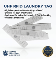 Étiquettes de blanchisserie en tissu NFC/UHF à double fréquence durables, résistantes à la chaleur, lavables, étiquettes RFID pour le linge, utilisables plus de 300 fois