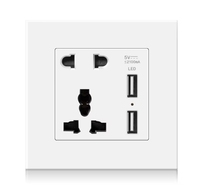 NOVSKI Prise murale universelle professionnelle à 5 trous ignifuge avec 2 ports USB 5V 2.1A 110V-250V