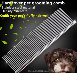 シルバー両面ペットヘアコームステンレス鋼猫犬ノミクリーニングリムーバーコームブラシペットグルーミングコーム - Product Image 4