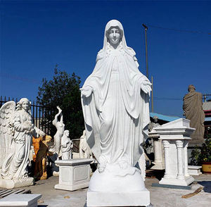 Décoration d'église moderne grandeur nature <span class=keywords><strong>vierge</strong></span> <span class=keywords><strong>enceinte</strong></span> <span class=keywords><strong>Marie</strong></span> et enfant bébé sculpture à vendre statue en marbre blanc - Product Image 2