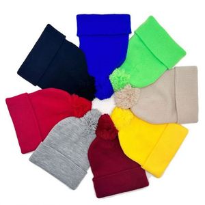 Gorro de lana tejido para mujer, para otoño e invierno, cálido, grueso, con logo personalizado y pompón. - Product Image 4