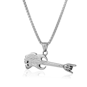 Yunnique – collier avec pendentif en forme de crâne de basse, en acier inoxydable, cadeau unisexe, bijoux, chaîne de 60cm - Product Image 3