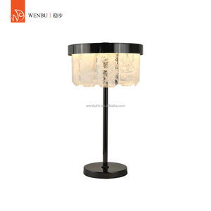 Round Natural Quartz <b>Crystal</b> <b>Table</b> <b>Lamp</b>, Luxury Chandelier Style for Villa - Product Image 1