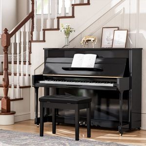 Banco de <span class=keywords><strong>piano</strong></span> marca HOOBRO con cojín acolchado y compartimento de almacenamiento para partituras, Banco de música, taburete de <span class=keywords><strong>piano</strong></span>, silla de tocador - Product Image 3