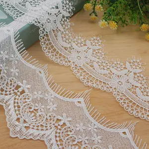 New Fashion Water Soluble White Lace Trimming Tassel Chiffon Flower Garment Border Trim Embroidery Lace