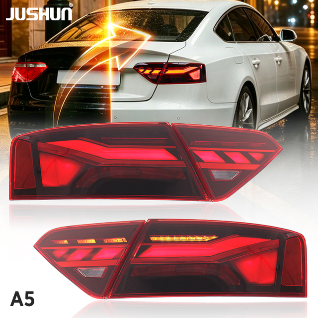 For Audi A5 S5 Taillights 2013-2016 Car Accessories Upgrade Plug and Play Tail Lamp LED RS5 Style Rear Light JUSHUN