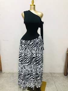 STOCK due colori monospalla abito donna stampa floreale Maxi abito <span class=keywords><strong>taglie</strong></span> forti Vestidos S-XL - Product Image 5