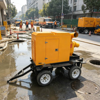 Set Pompa Air Diesel Senyap Tipe Mobile Heavy Duty yang Dipasang di Trailer, Sistem Irigasi Lapangan Aliran Besar