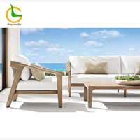 Ensemble de canapés en bois pour jardin moderne, mobilier d'extérieur de luxe pour hôtel, canapé modulaire avec coussins, chaise longue d'extérieur, fauteuil de jardin, chaise de café