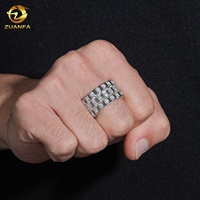 Bague Hip-Hop Homme Prête à l'Expédition en Argent Sterling 925 avec Diamants Moissanite VVS Effet Glacé Multi-Rangées – Bijou Tendance