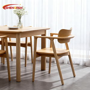 Chaise de salle à <span class=keywords><strong>manger</strong></span> moderne en bois de frêne, avec accoudoirs et dossier confortable, idéale pour hôtel et appartement - Grande Vente - Product Image 1
