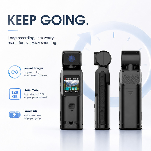 Compact Vlog Camera with WiFi App Control 180° Lens and 128GB Card Support