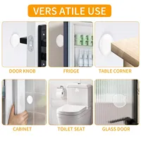 Butoir de porte rond transparent en silicone, auto-adhésif, lavable et réutilisable, pour vente en gros