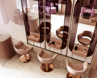 Comptoir de présentation de salon de luxe avec éclairage LED, plateau en pierre personnalisable, design écologique