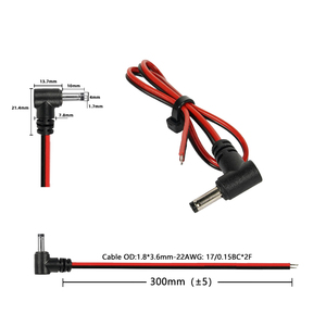 22AWG 30cm DC4017 CCTV Güvenlik Kamerası için Dik Açılı Erkek Konnektör Güç Kablosu - Product Image 3