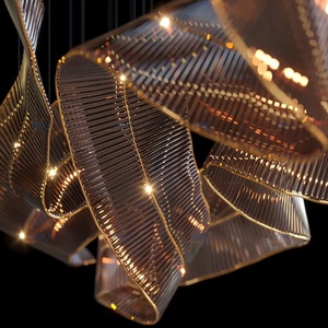 <span class=keywords><strong>Lustre</strong></span> en cristal créatif en forme de <span class=keywords><strong>vague</strong></span> pour centre commercial, hall d'hôtel, salle de banquet, décoration personnalisée, ruban en verre - Product Image 6