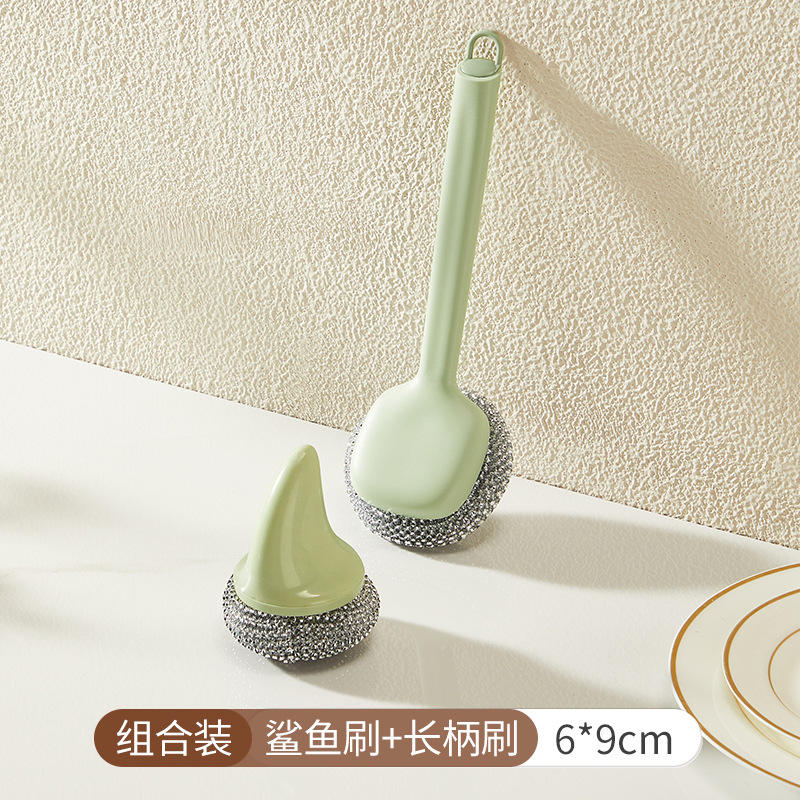 Brosse à vaisselle longue en forme de requin [vert lait]