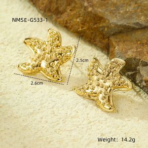 Orecchini pendenti estivi freschi eleganti stile <span class=keywords><strong>marino</strong></span> gioielli in acciaio inossidabile con stella marina borchie di diamanti placcate in oro - Product Image 5