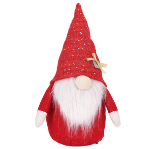 Red Sequin Knit Hat <b>Christmas</b> Gnome Plush Glitter Tomte Doll with <b>Gold</b> Bow Charm for Party Event Table Centre <b>Decor</b> Bulk - Product Image 1
