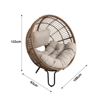 Fauteuil lounge en rotin PE avec coussin, fauteuil inclinable sur pieds pour jardin, patio, balcon, extérieur
