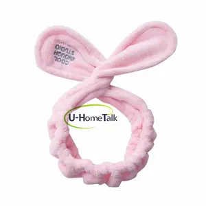 Custom Spa Headband Girls Hair Band Wash Face Bath Spa Makeup Wrap Rabbit Ears Headband Soft Elastic