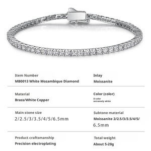 Factory Sell Brass Copper Jewelry VVS1 D Color GRA Certificate Moissanite Tennis Bracelet for Exquisite <b>Man</b> Women - Product Image 5