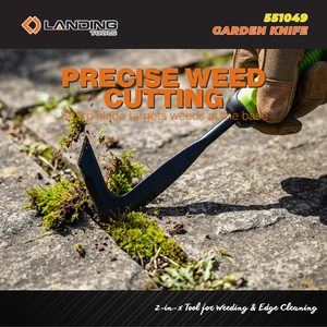 Landing 551049 <b>Garden</b> Knife Weeder High Carbon Steel Blade Curved <b>Edge</b> Soft TPR Grip Handle Black/Green Patio Paving Joint Weed - Product Image 2