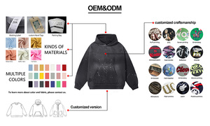 Custom Apparel Manufacturer 100% Cotton Cut & Embroidered Hot-fix Rhinestone Graphic Print Square-<b>zip</b> <b>Hooded</b> Sweatshirt - Product Image 6