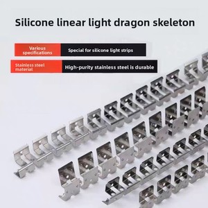Support de carte lumineuse linéaire en acier inoxydable avec boucle de fixation à forme pliable pour bande lumineuse à motif squelette de dragon et manchon en silicone - Product Image 1