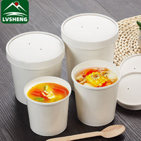 Conteneur à soupe en papier blanc à paroi simple, écologique