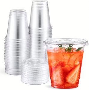 Vasos Desechables de Plástico PET Transparente de 8 Onzas con Tapas, Impresos Personalizados para Promociones - Product Image 1