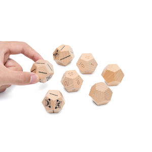 Prix d'usine en gros, dés en bois polyédriques de 2,5 cm, logo personnalisé, motifs, numéros, naturels, vierges, D12, durables pour les jeux de dés - Product Image 4