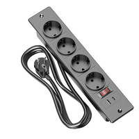 Prise de courant encastrée pour bureau avec prises CA, USB-C et protection contre les surtensions, multiprise dissimulée pour bureau ou bureau à domicile