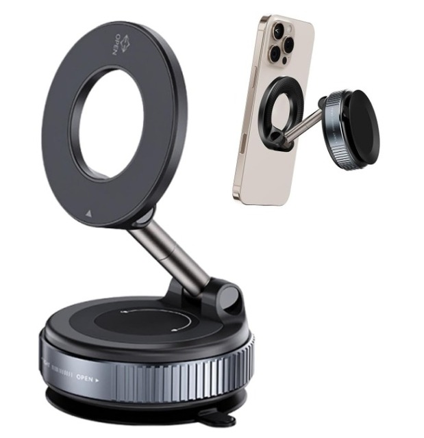 Alloy Folding Magnetic Car Windshield Dashboard Mobile Holder Newest Design with Suction Feature Windshield Mobile Phone Holder