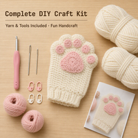 Kit de fabrication de mitaines en crochet faites à la main en forme de patte de chat, ensemble de matériaux pour gants sans doigts DIY pour débutants et cadeaux
