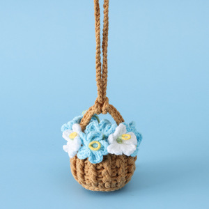 2025 cesta de flores de ganchillo Forget-me-not flores Mini cesta de flores decoración colgante de coche regalo BBF regalo para niñas - Product Image 4