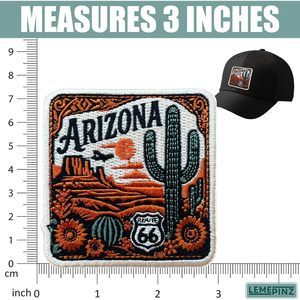 Custom Arizona Embroidery <b>Patch</b> 3 Inches Iron <b>On</b> <b>Sew</b> <b>On</b> Travel Applique Fabric <b>Patch</b> Route 66 Cactus Design - Product Image 3